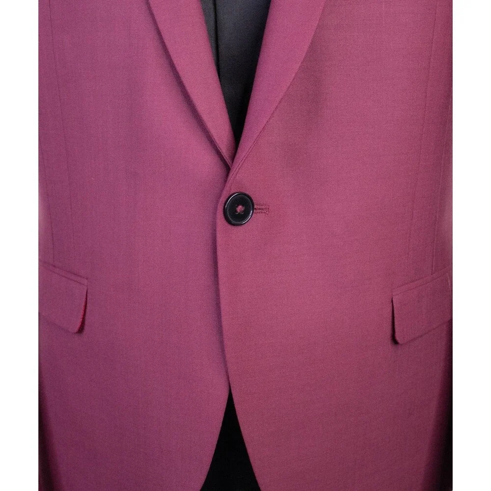 Twisted Tailor X-SLIM Blazer Sport Coat 44R Solid Burgundy Wool Blend 2-Button